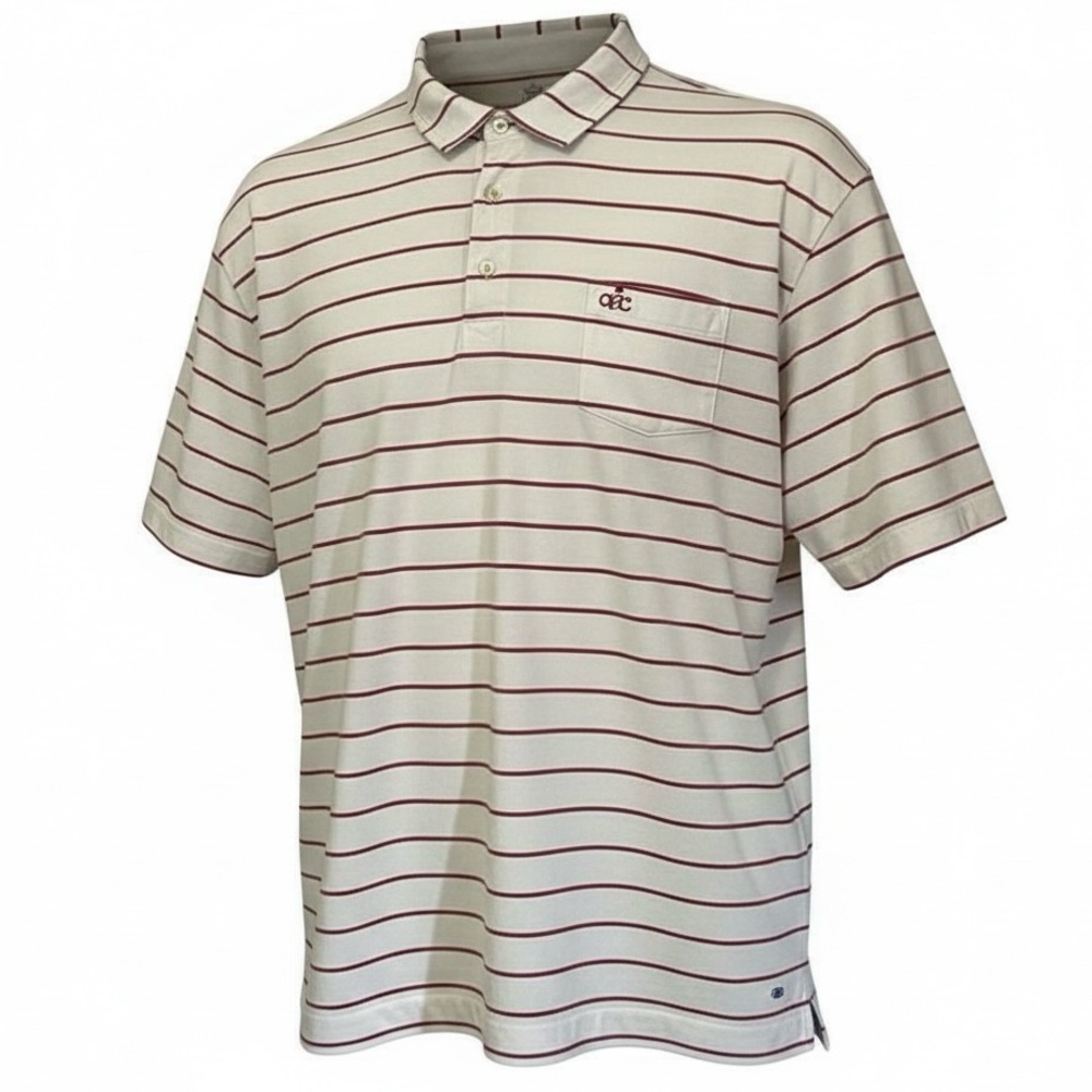 Peter Millar Ocean Course Kiawah Island White Pink Striped Polo Shirt Large